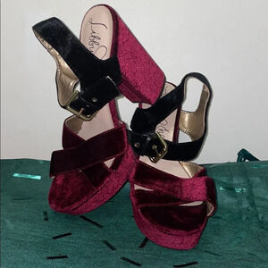 libby. edelman Red Platform High Heeled Sandals (8.5)